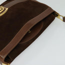 GUCCI Web Sherry Line Shoulder Bag Suede Brown Gold Auth BA2437-6