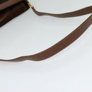 GUCCI Web Sherry Line Shoulder Bag Suede Brown Gold Auth BA2437-7