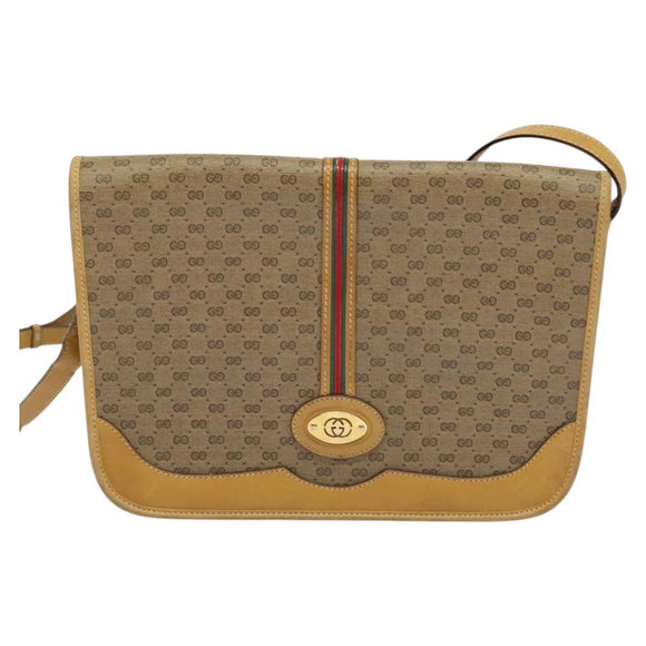 GUCCI Micro GG Supreme Shoulder Bag PVC Beige Gold 001 104 0551 Auth BA2438