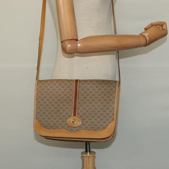 GUCCI Micro GG Supreme Shoulder Bag PVC Beige Gold 001 104 0551 Auth BA2438