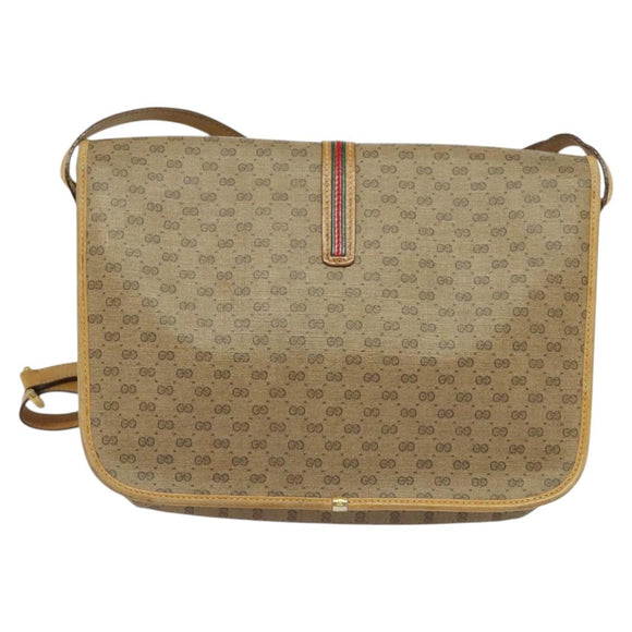 GUCCI Micro GG Supreme Shoulder Bag PVC Beige Gold 001 104 0551 Auth BA2438