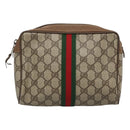 GUCCI GG Supreme Web Sherry Line Clutch Bag PVC Beige 89 01 012 Auth BA2439-13