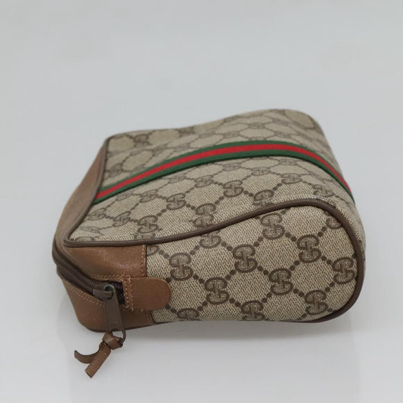 GUCCI GG Supreme Web Sherry Line Clutch Bag PVC Beige 89 01 012 Auth BA2439