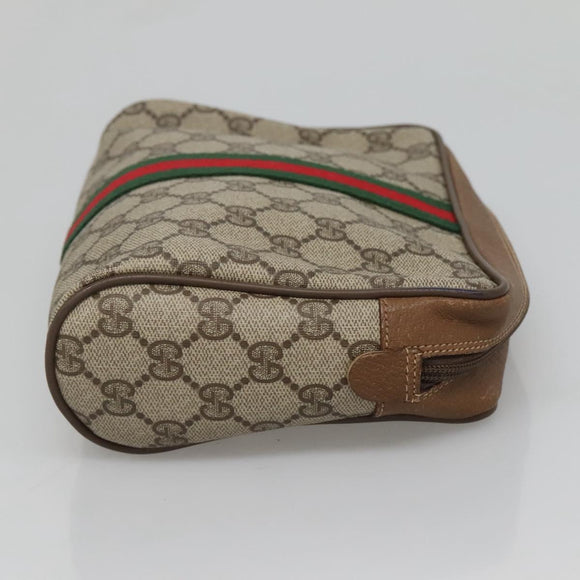 GUCCI GG Supreme Web Sherry Line Clutch Bag PVC Beige 89 01 012 Auth BA2439