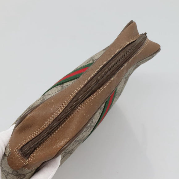 GUCCI GG Supreme Web Sherry Line Clutch Bag PVC Beige 89 01 012 Auth BA2439