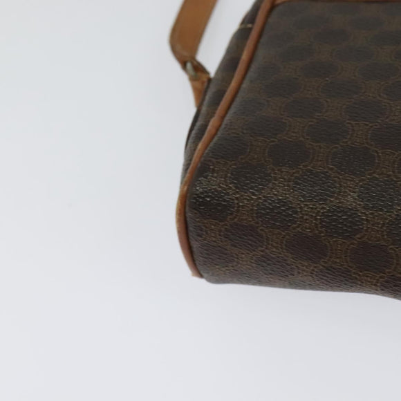 CELINE Macadam Canvas Shoulder Bag PVC Brown Gold Auth BA2444