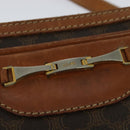 CELINE Macadam Canvas Shoulder Bag PVC Brown Gold Auth BA2444-10