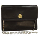 CELINE Chain Shoulder Bag Leather Brown Gold Auth BA2445-1