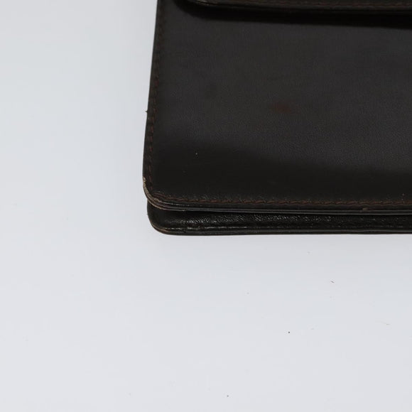 CELINE Chain Shoulder Bag Leather Brown Gold Auth BA2445