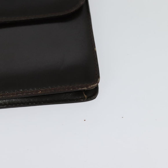 CELINE Chain Shoulder Bag Leather Brown Gold Auth BA2445