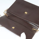 CELINE Chain Shoulder Bag Leather Brown Gold Auth BA2445-18