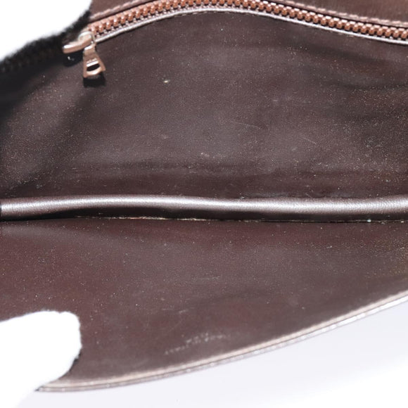 CELINE Chain Shoulder Bag Leather Brown Gold Auth BA2445