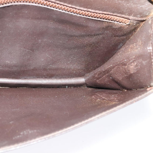 CELINE Chain Shoulder Bag Leather Brown Gold Auth BA2445