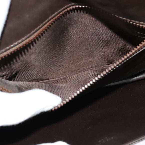 CELINE Chain Shoulder Bag Leather Brown Gold Auth BA2445