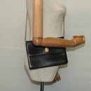 CELINE Chain Shoulder Bag Leather Brown Gold Auth BA2445-22