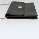 CELINE Chain Shoulder Bag Leather Brown Gold Auth BA2445-3