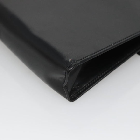 CELINE Pouch Leather Black Gold Auth BA2446