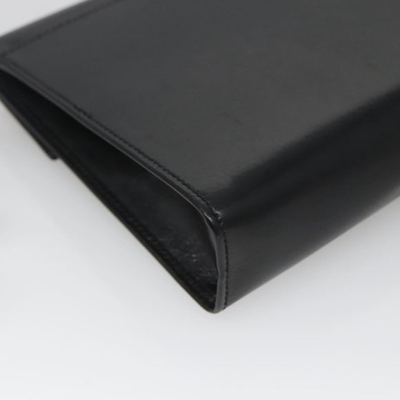 CELINE Pouch Leather Black Gold Auth BA2446