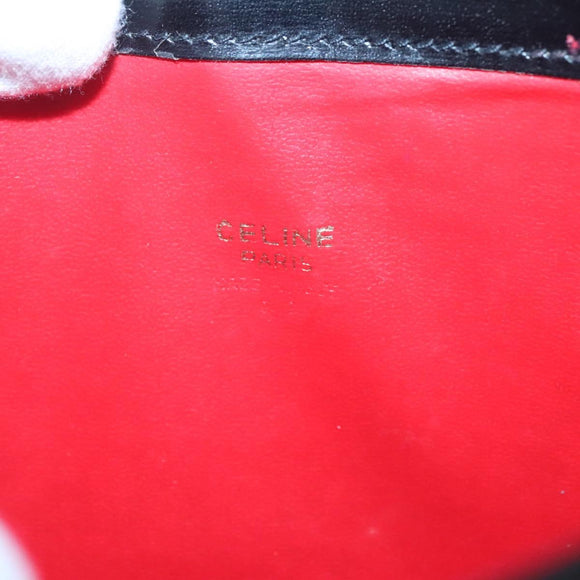 CELINE Pouch Leather Black Gold Auth BA2446