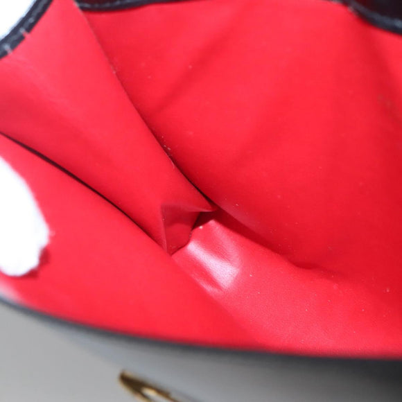 CELINE Pouch Leather Black Gold Auth BA2446