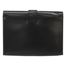 CELINE Pouch Leather Black Gold Auth BA2446-2