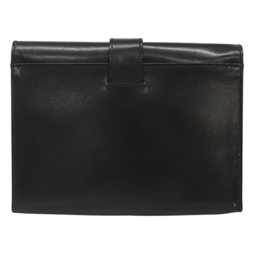 CELINE Pouch Leather Black Gold Auth BA2446 - 0