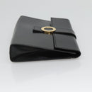 CELINE Pouch Leather Black Gold Auth BA2446-3