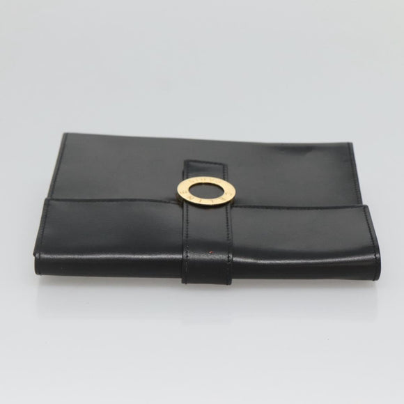 CELINE Pouch Leather Black Gold Auth BA2446