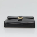 CELINE Pouch Leather Black Gold Auth BA2446-6