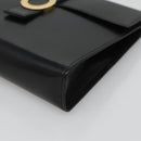 CELINE Pouch Leather Black Gold Auth BA2446-7