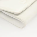 CELINE Shoulder Bag Leather White Gold Auth BA2447-9