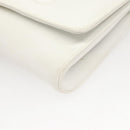 CELINE Shoulder Bag Leather White Gold Auth BA2447-14