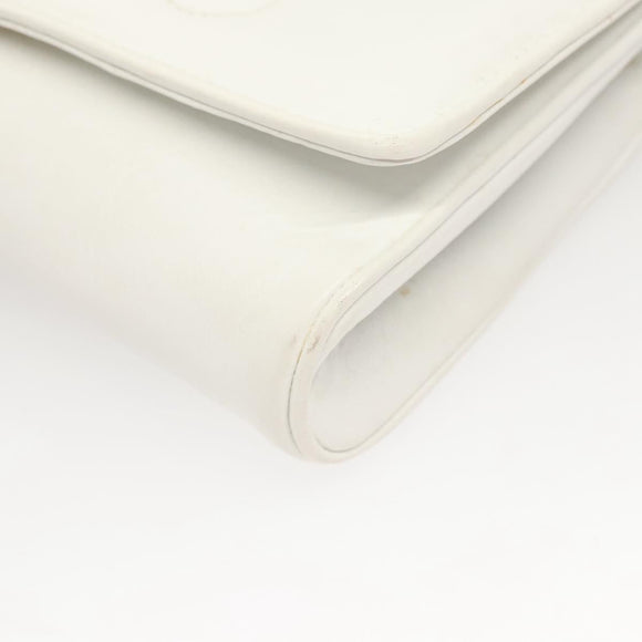 CELINE Shoulder Bag Leather White Gold Auth BA2447