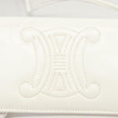 CELINE Shoulder Bag Leather White Gold Auth BA2447-17