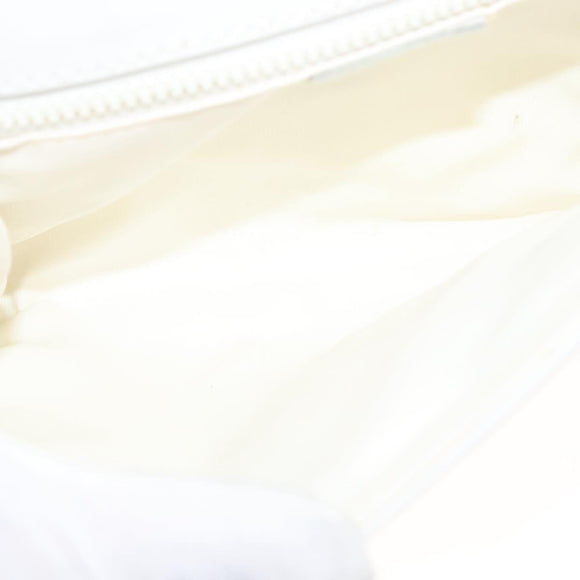 CELINE Shoulder Bag Leather White Gold Auth BA2447