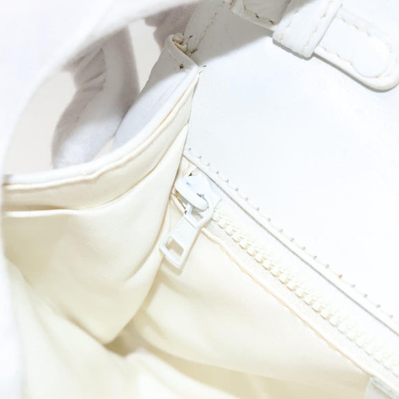 CELINE Shoulder Bag Leather White Gold Auth BA2447