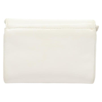 CELINE Shoulder Bag Leather White Gold Auth BA2447 - 0