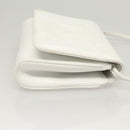 CELINE Shoulder Bag Leather White Gold Auth BA2447-3