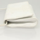 CELINE Shoulder Bag Leather White Gold Auth BA2447-4