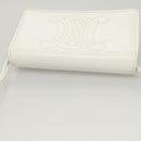 CELINE Shoulder Bag Leather White Gold Auth BA2447-6