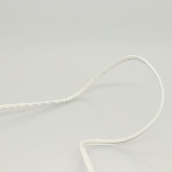 CELINE Shoulder Bag Leather White Gold Auth BA2447