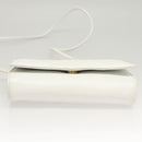 CELINE Shoulder Bag Leather White Gold Auth BA2447-5