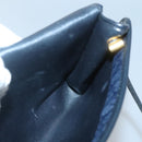 Christian Dior Trotter Canvas Shoulder Bag Navy Gold Auth BA2448-17