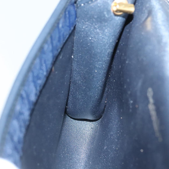 Christian Dior Trotter Canvas Shoulder Bag Navy Gold Auth BA2448