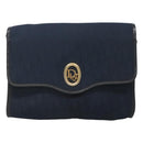 Christian Dior Trotter Canvas Shoulder Bag Navy Gold Auth BA2448-13