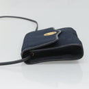 Christian Dior Trotter Canvas Shoulder Bag Navy Gold Auth BA2448-4