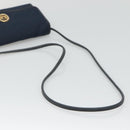 Christian Dior Trotter Canvas Shoulder Bag Navy Gold Auth BA2448-7