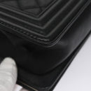 CHANEL Chain Matelasse Boy Chanel Shoulder Bag Lamb Skin Black CC Auth BA244S-12