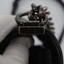 CHANEL Chain Matelasse Boy Chanel Shoulder Bag Lamb Skin Black CC Auth BA244S-14