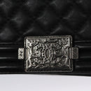CHANEL Chain Matelasse Boy Chanel Shoulder Bag Lamb Skin Black CC Auth BA244S-15